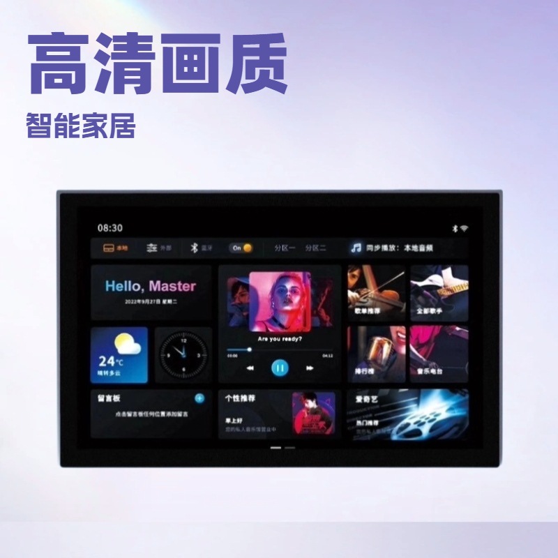 智能家居两分区控制触摸屏屏吸顶音响音乐主机环绕吊顶吸顶嵌入式